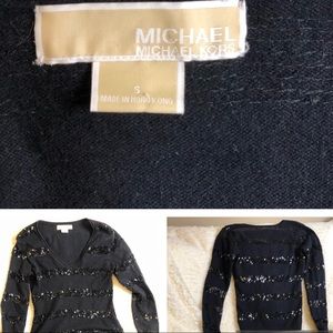 MICHAEL Michael Kors Sequin V Neck Sweater  Small
